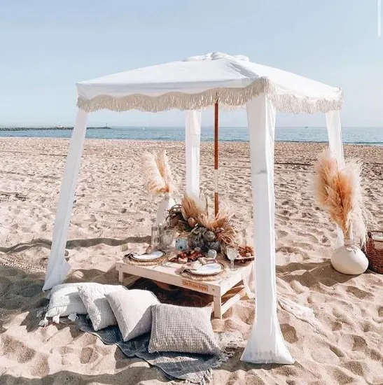 Die Premium Seaside Beach Cabana Pacific Spielzelte, großer Strandüberdachungs-Sonnenschutz mit Seitenvorhängen